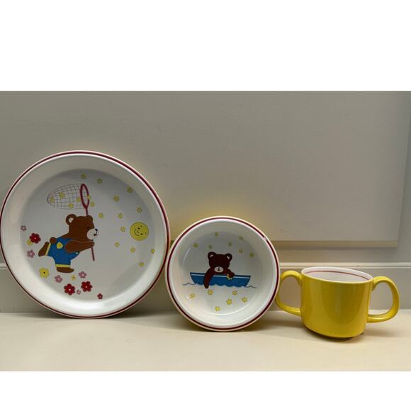 Mikasa "Catch A Star" 3-Piece Child's Dinnerware Set Bear Theme Vintage - Picture 1 of 5